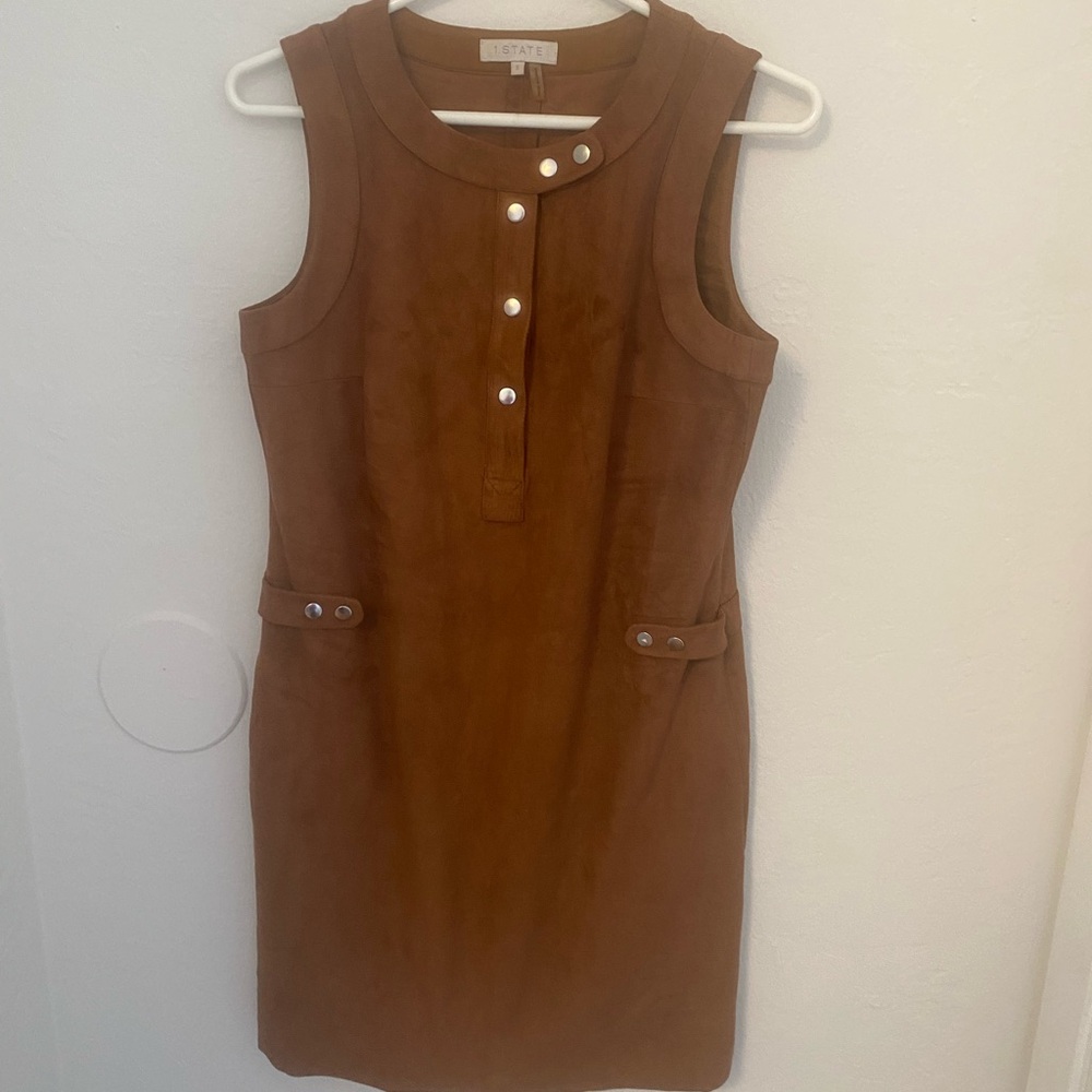 STATE Brown Sleeveless Sheath Mini Dress